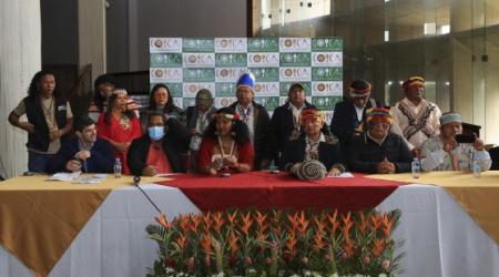 Integrantes del consejo directivo de la Coordinadora de Organizaciones Indígenas de la Cuenca Amazónica (Coica) 