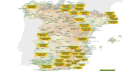 Mapa de uso de las Vías Verdes españolas